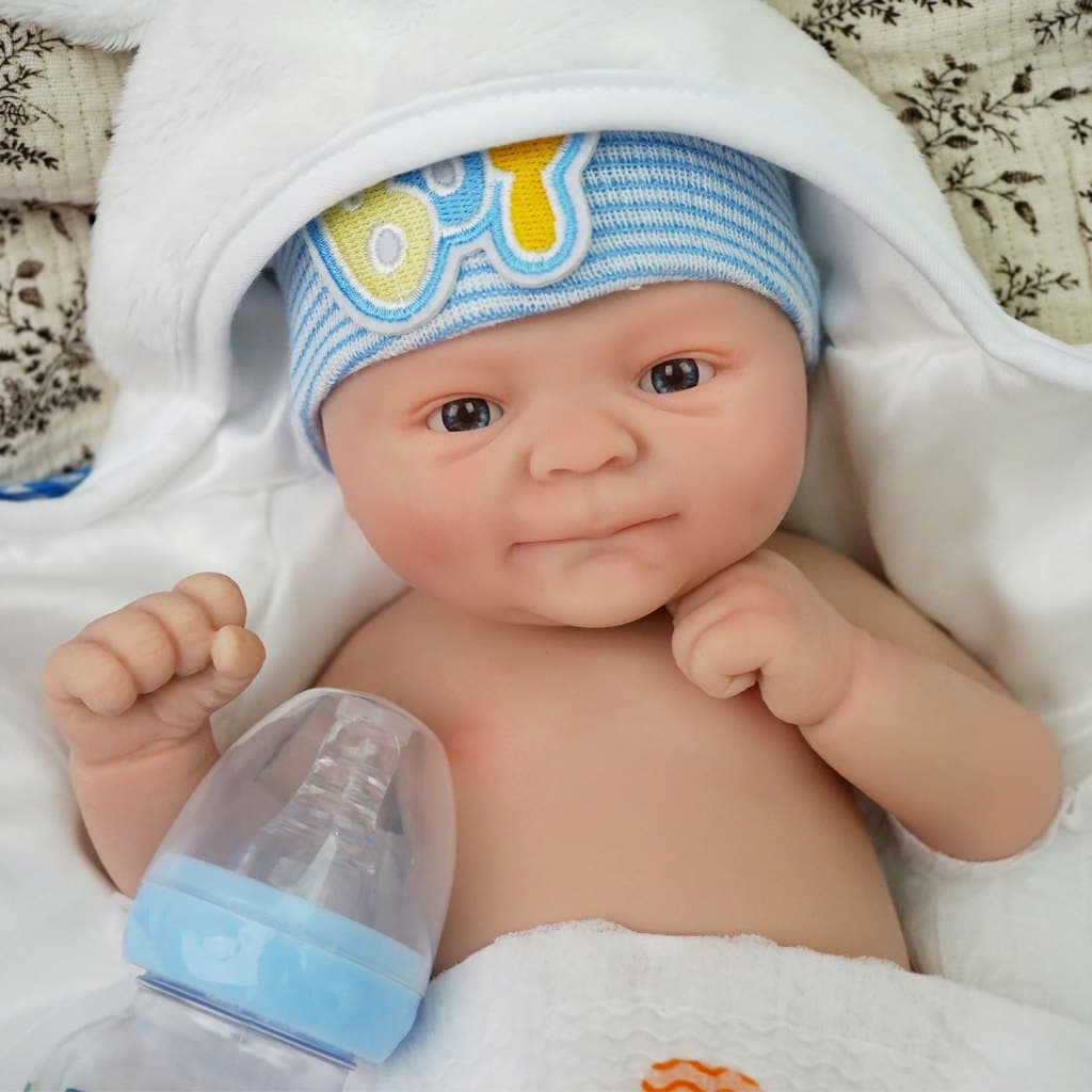 Bebê Reborn 40cm Silicone Solido Menino COCO Muito Macio Olho Azul Kit Completo Envio Imediato