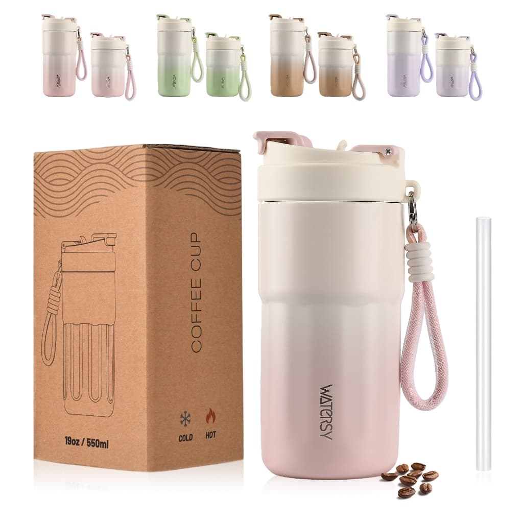 WATERSY Copo térmico de aço inoxidável, copo para café, 500ml, elegante e portátil para esportes.