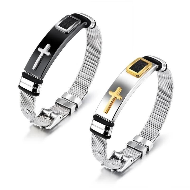Tamanho Ajustável Da Pulseira Cruzada De Aço Titânio Masculino Para Estilo De Moda