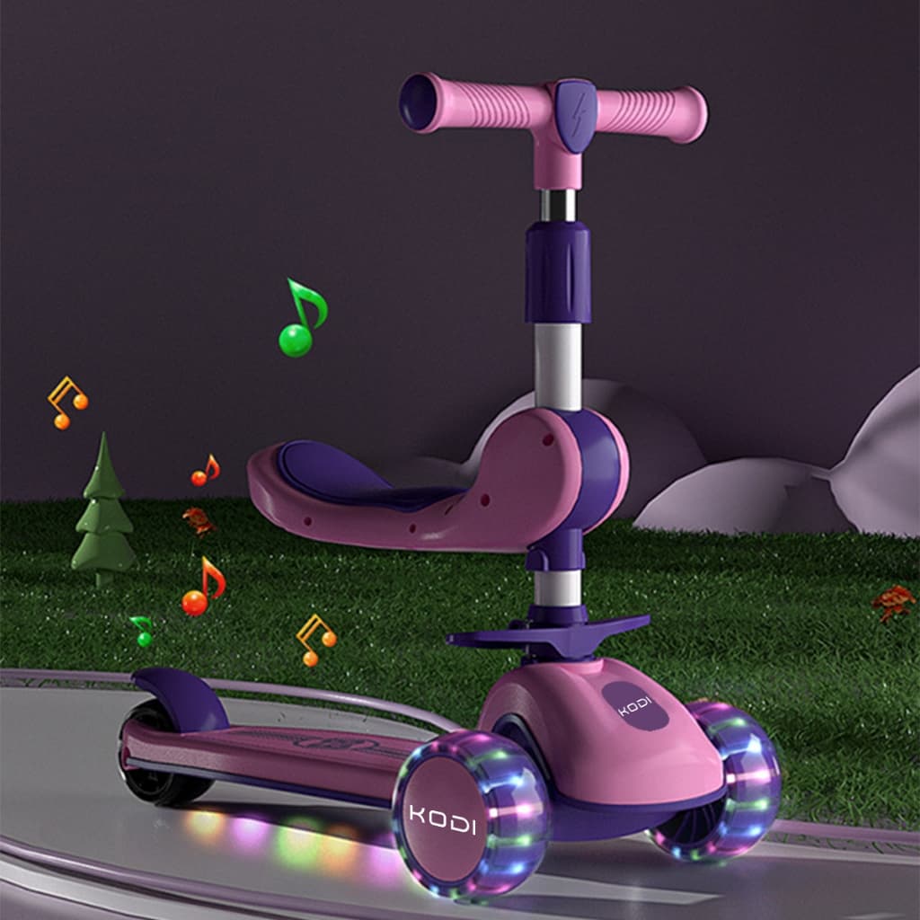 Patinete Infantil scooter dobrável com Led 3 rodas 2 em 1 até 60Kg Dream Light -P15