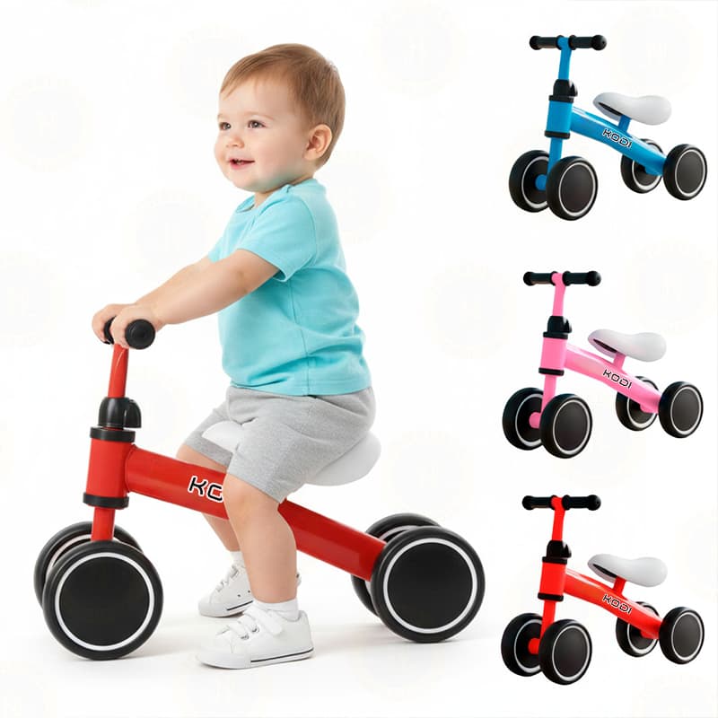 Bicicleta De Equilíbrio Infantil Andador Sem Pedal 4 Rodas Estável e Seguro Leve Para Crianças P14