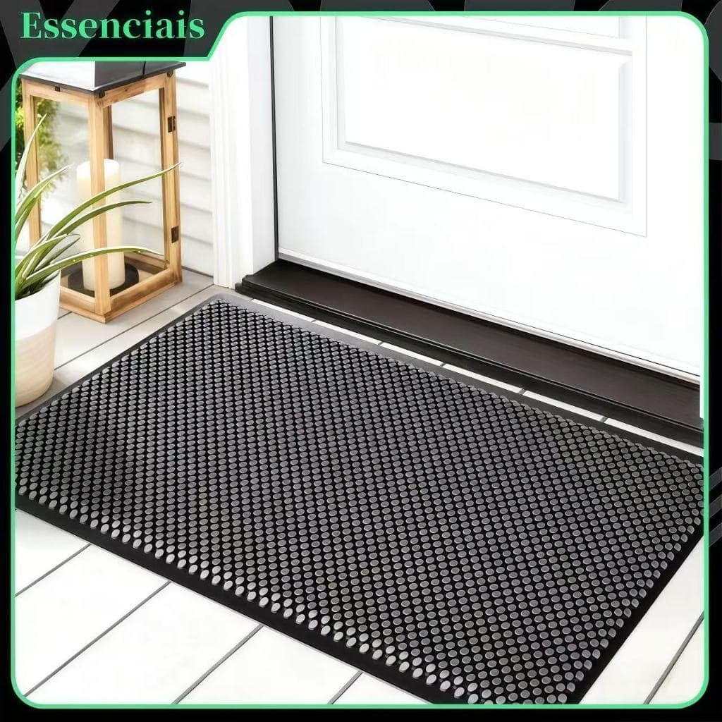 Tapete de Porta para Outdoor, Escovão de Silicone 70cm x 46cm, Limpeza de Calçados Plana para Uso Indoor ou Outdoor
