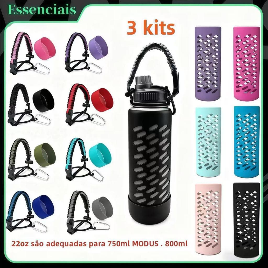 kit de três itens 22-40oz Capinhas de Silicone para Garrafas de Água de 22oz são adequadas para 750ml800ml Antiderrapant