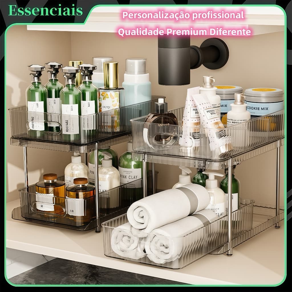 Caixa Organizadora Multicamadas para Cosméticos, Cozinha e Armazenamento Diário • Design em Camadas Prático