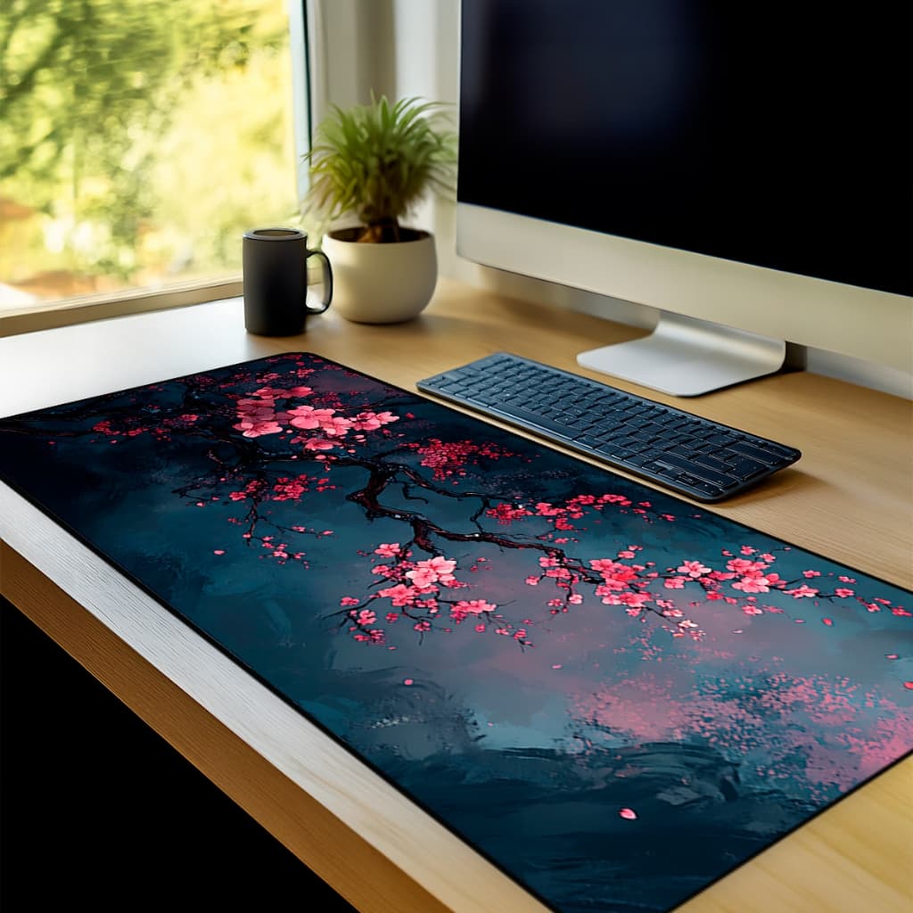 Mouse Pad Grande Gamer Antiderrapante Diversos Tamanhos Tema Flores Asiaticas Borda Costurada