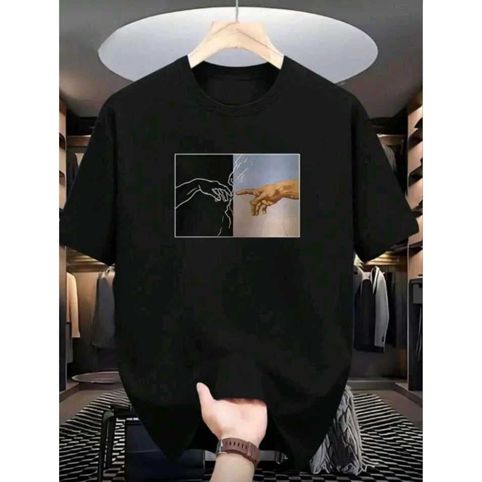 Camiseta Básica Masculina MÃO COM MÃO Unissex Streetwear Camisa T-Shirt Slim Algodão