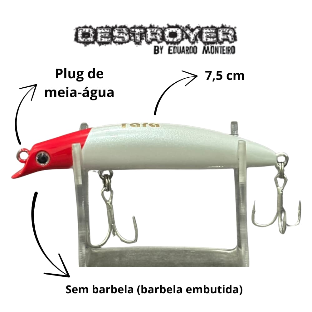 Isca artificial tucunaré – Destroyer – 7,5cm 6g – Iscas Yara – Plug meia água