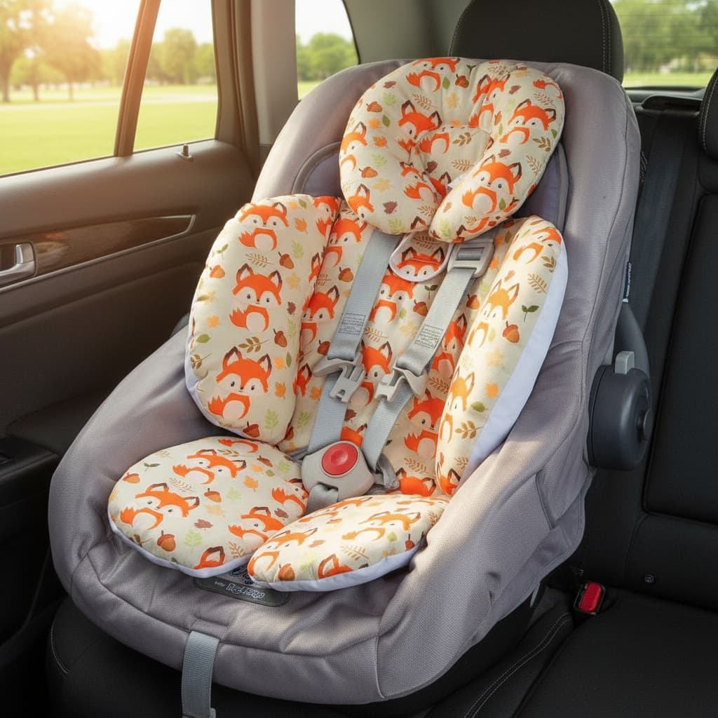 Apoio Redutor de Assento para Bebê Conforto Carrinho com Enchimento siliconado e Suporte de Pescoço
