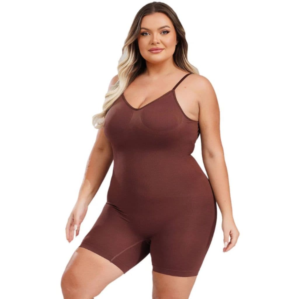 Body Cinta Modelador Corpo Inteiro Pós-parto Alta Compressão Sem Costura Reduto Microfibra Plus Size