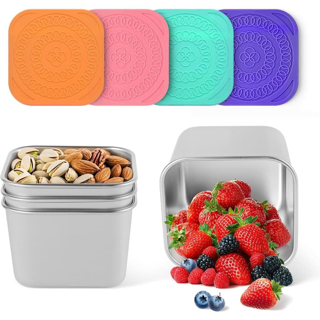 4x Potes Frascos Hermético Inox Tampa Silicone Bebê Papinha