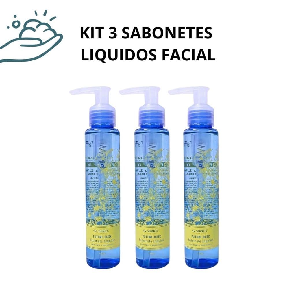 Kit 3 Unidades Sabonete Líquido Rosa Mosqueta Hidratação Profunda Toque Suave e Aroma Floral