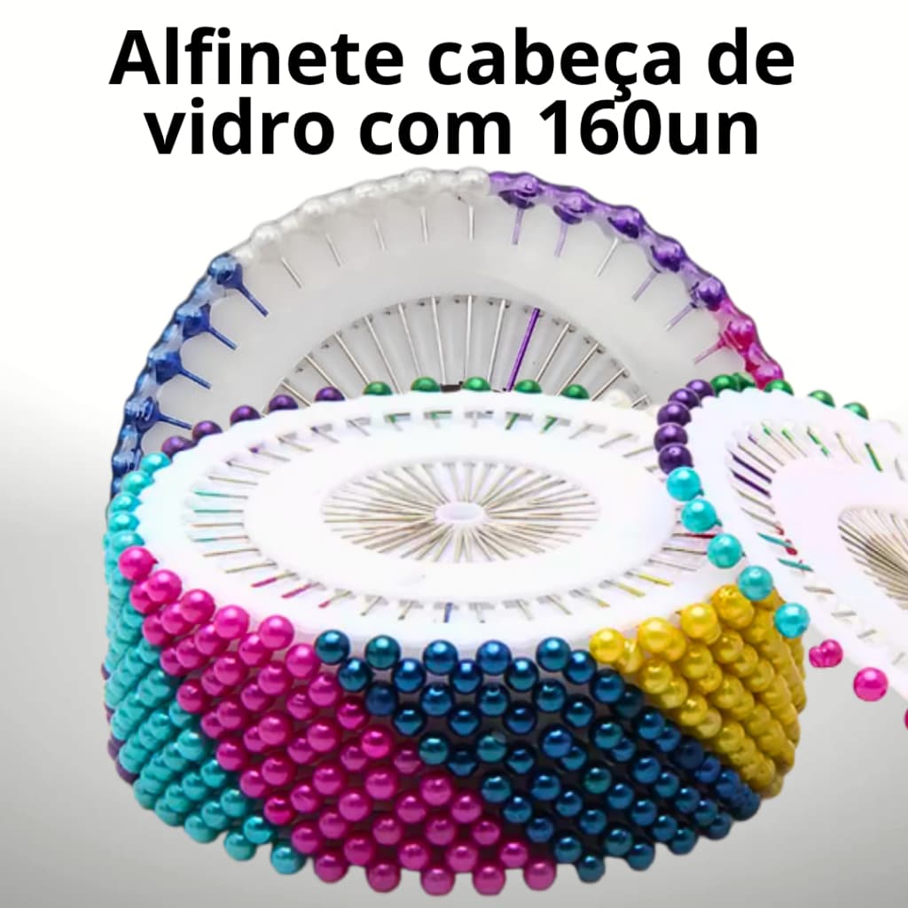 Alfinete de Cabeça IMPORTADO Bola Colorida Com 160 Unidades