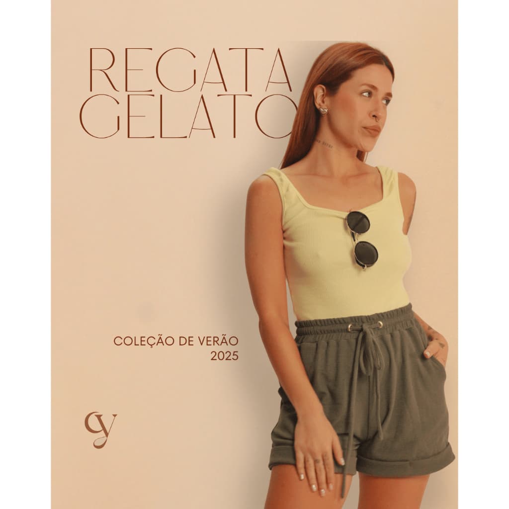 Regata Gelato Decote Quadrado Duas Alças Feminina Verão Confortável