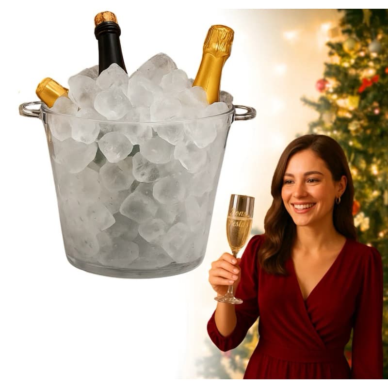 Balde Gelo Acrílico Luxo 5l Para Vinho Champanhe E Garrafas