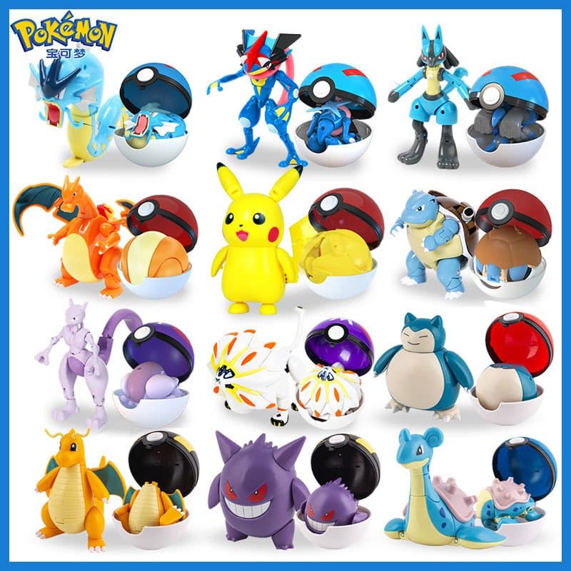 Pokémon Articulado na Pokebola Brinquedo Montável Pokebola Pokemon + Caixa + Manual