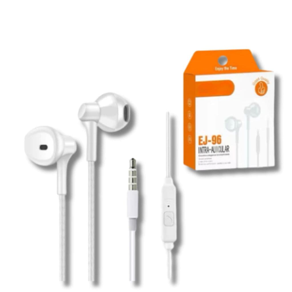 Fone De Ouvido Com Fio EJ-96 (KIT COM 2 FONES) Com Microfone Cabo Reforçado 3.5MM Intra Auricular Estéreo
