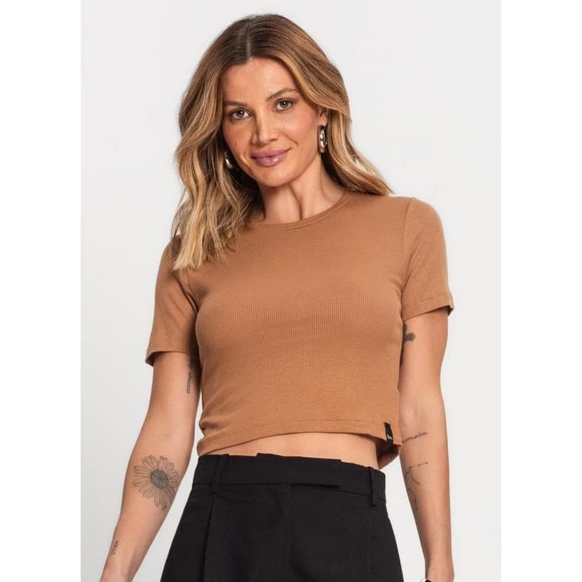 Blusa Feminina Cropped Ribana Canelada Rovitex Kohmar