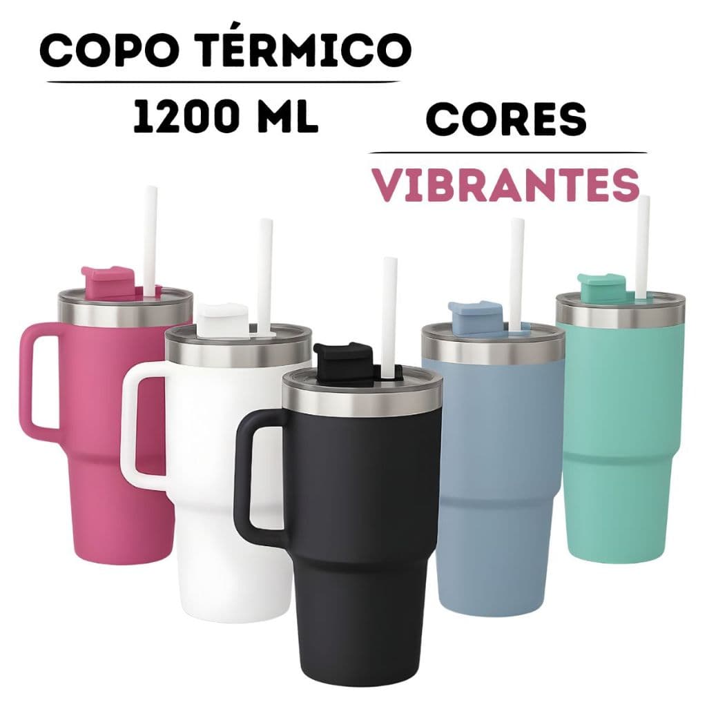 Copo Térmico De 1200ML Bebidas Quente Fria Agua Sucos