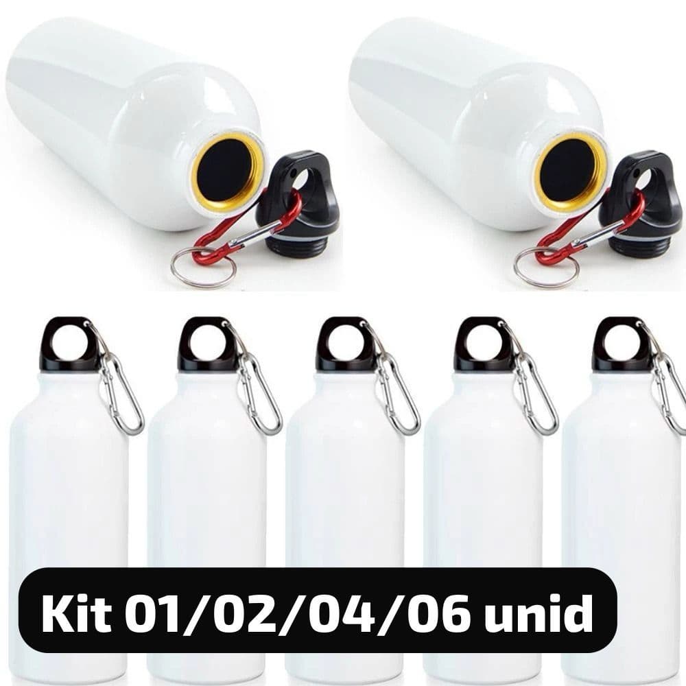 Squeeze de Alumino Tampa mosquetão 500ml DP - Para Sublimação Com Caixinha