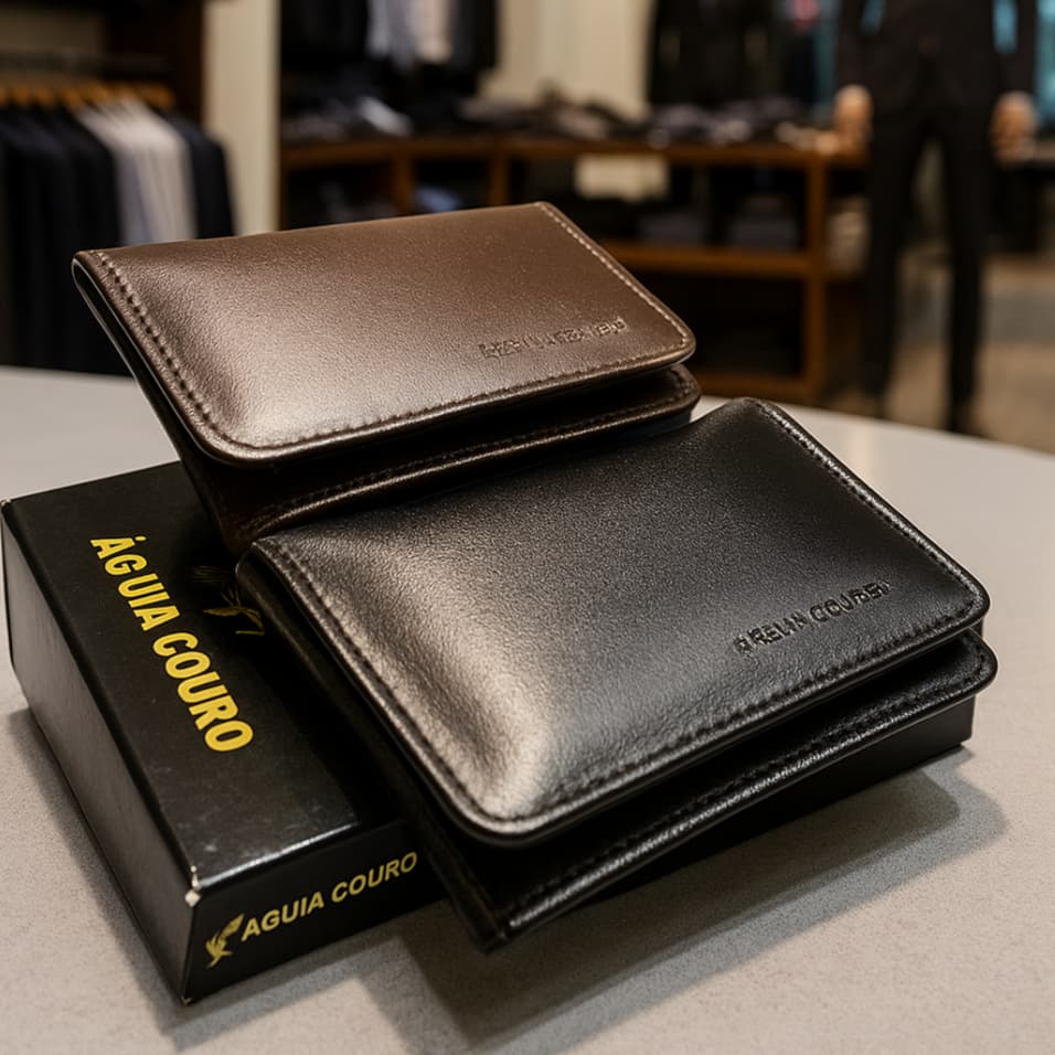 Carteira Masculina Couro Legítimo Modelo L  Porta CNH/RG, 6 Cartões, Porta Moedas Cédulas