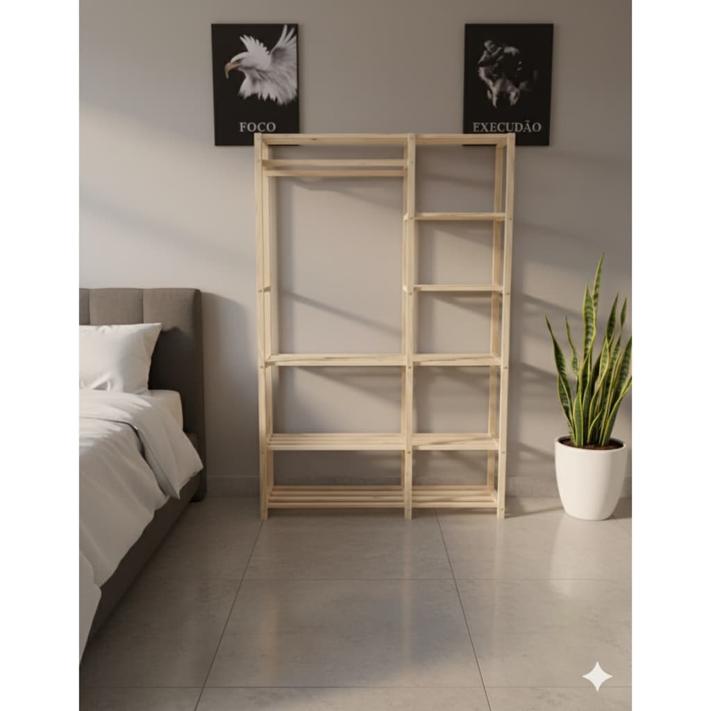 Armário Arara Closet Expositora - Madeira Pinus 170x110