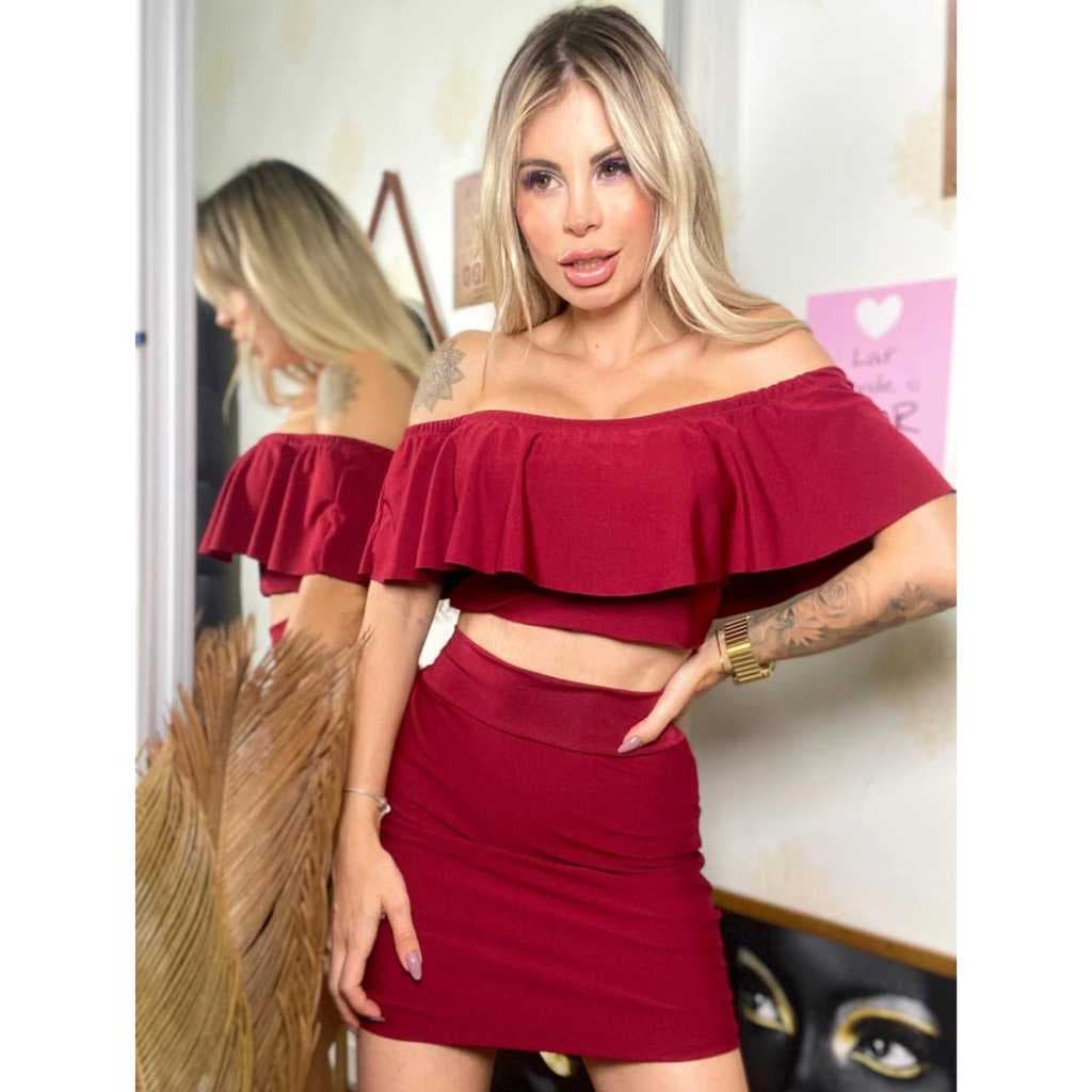 💃 CONJUNTO CIGANA LUXO: Saia Curta + Cropped C/ Bojo | Suplex Premium, Estilo Único (Tam M 38-40)