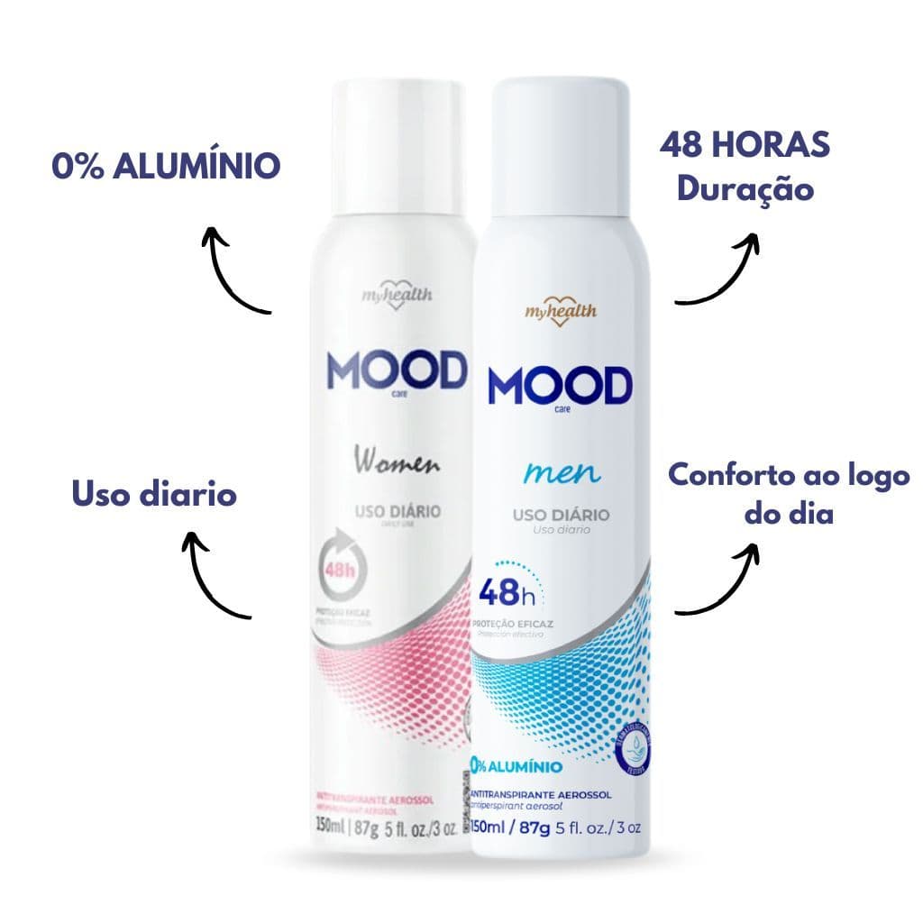 KIT DESODORANTE MOOD WOMEN E MEN 0% ALUMINIO 48H USO DIARIO