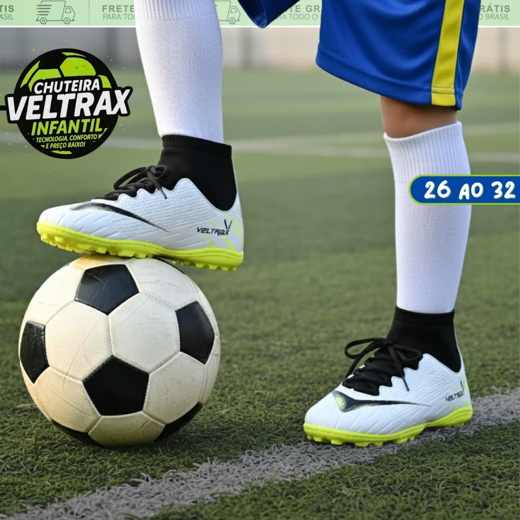 Chuteira Infantil Society 26 ao 37 VR7 Esportiva Solado Costurado Confortável Lançamento Direto da Fábrica