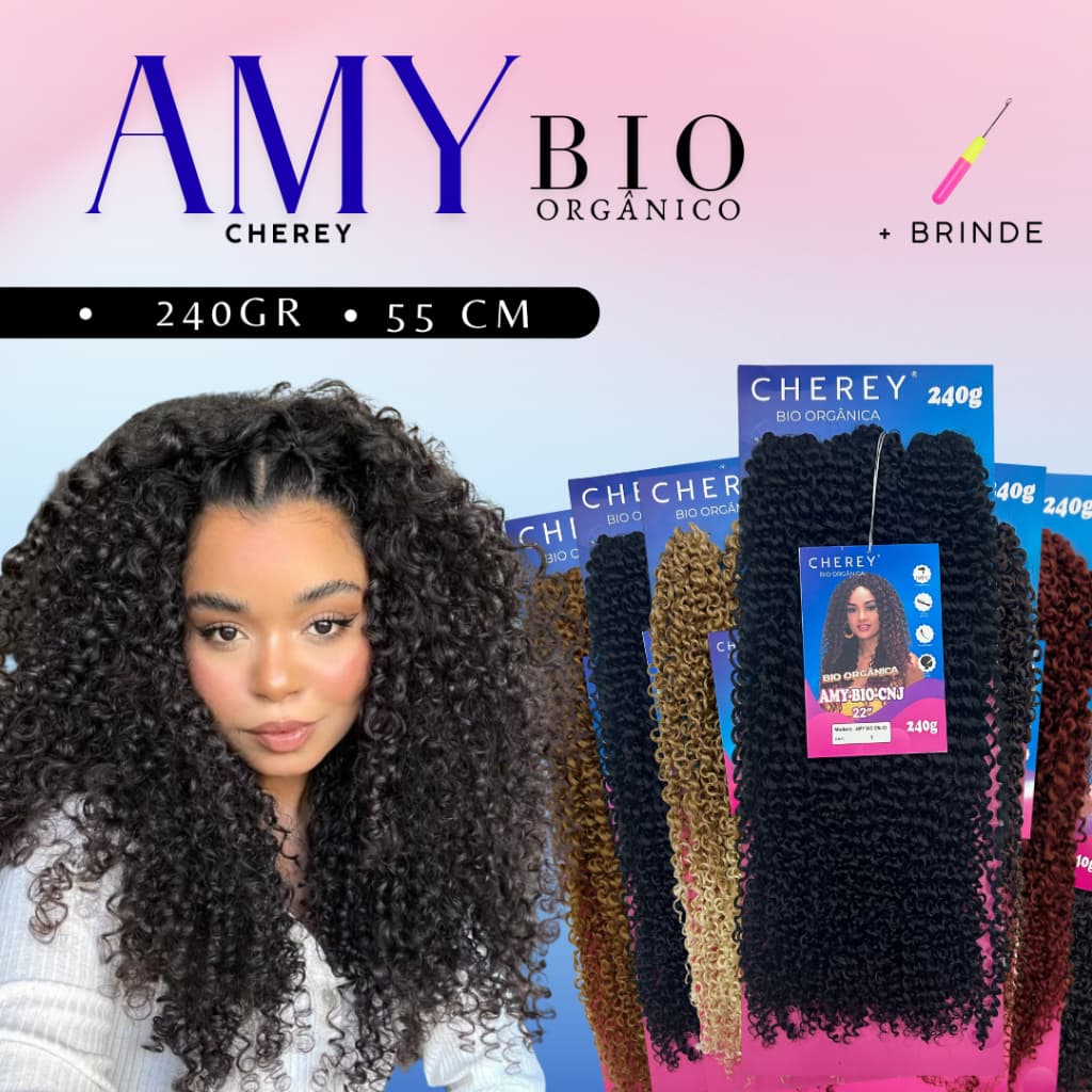Cabelo Amy Bio Orgânico Cacheado 55cm Crochet Braid 240g  Efeito Natural, Volume Ideal e Toque Macio