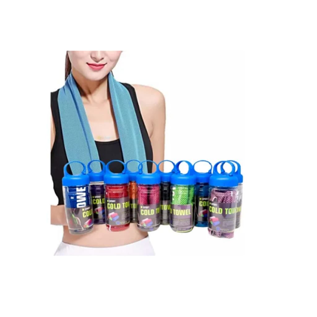 Kit 2 Toalha Fitness Academia Gelada Refrescante Com Garrafa