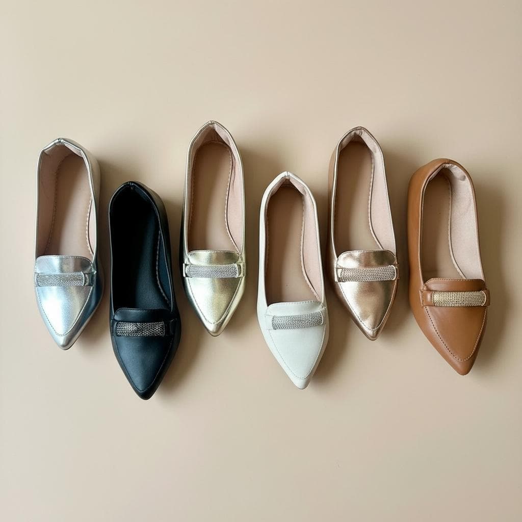 Sapatilha Feminina Confortável Luxo Elegante Mocassim Sapato Feminino Bico Fino Strass