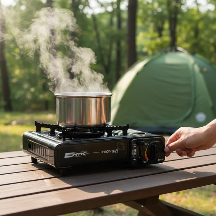 Fogareiro de Mesa Cozinha Portátil Frontier Camping Passeio Pesca Com Maleta Para Transporte - Preto