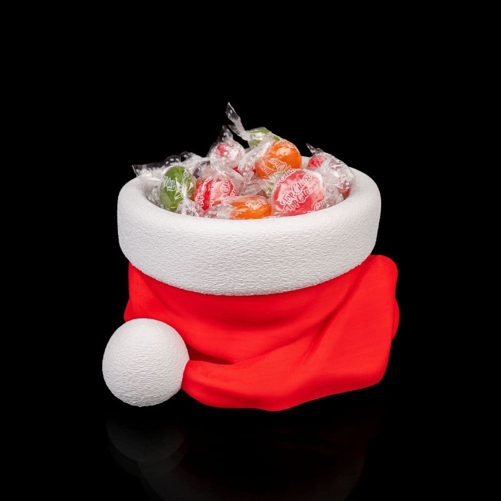 Decoração de Natal - Bowl Gorro do Papai Noel 🎄 – Pote Decorativo de Natal em 3D ✨