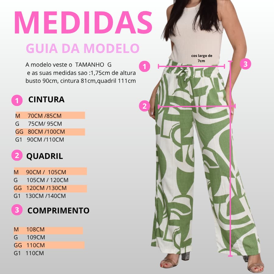"Calça Pantalona Feminina Estampada Cintura Alta Soltinha Confortável Casual Verão