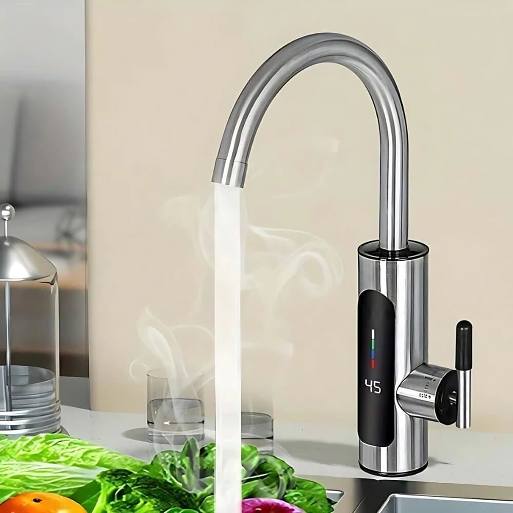 Torneira Elétrica Cozinha Banheiro Visor Temperatura Regulagem Giratória 360°  110V-220V