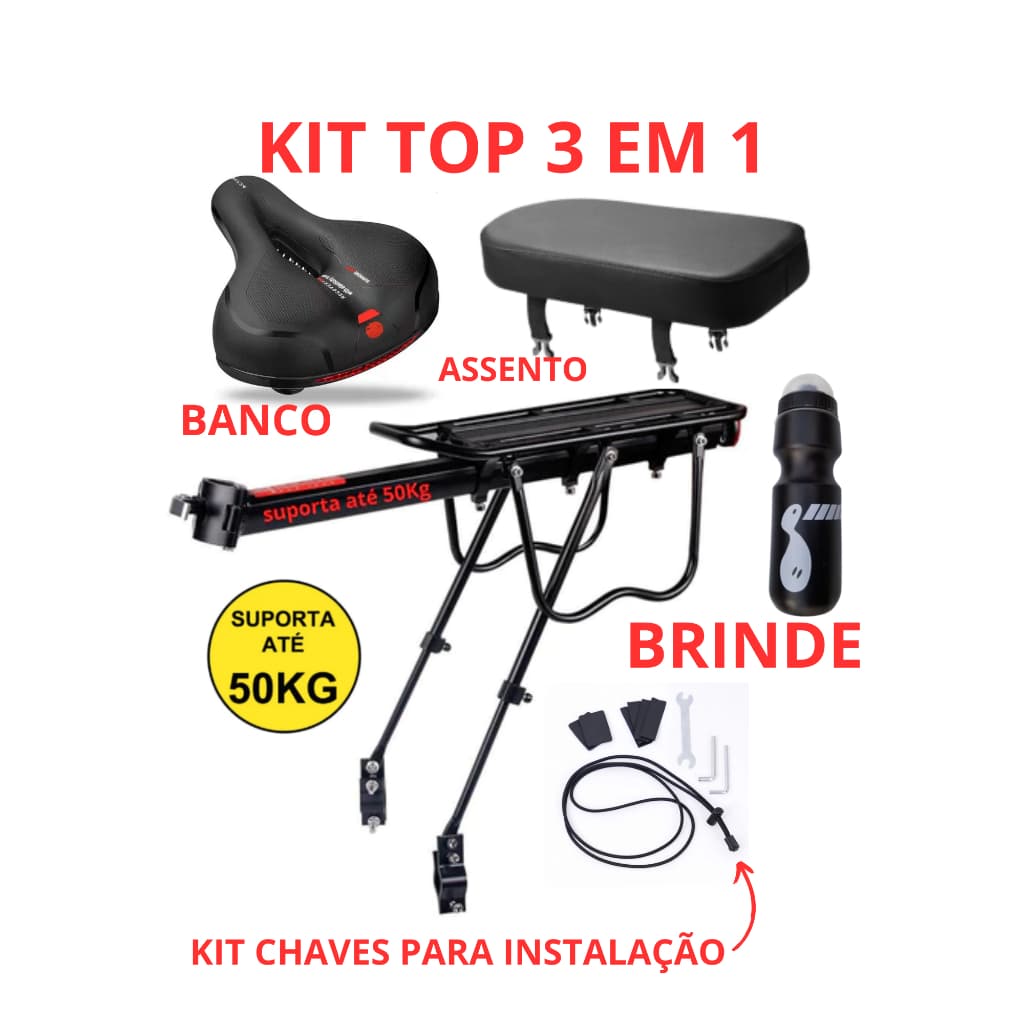 Bagageiro Traseiro Para Bicicleta Aro 26, 27.5, 29 Disco Vbrake Universal