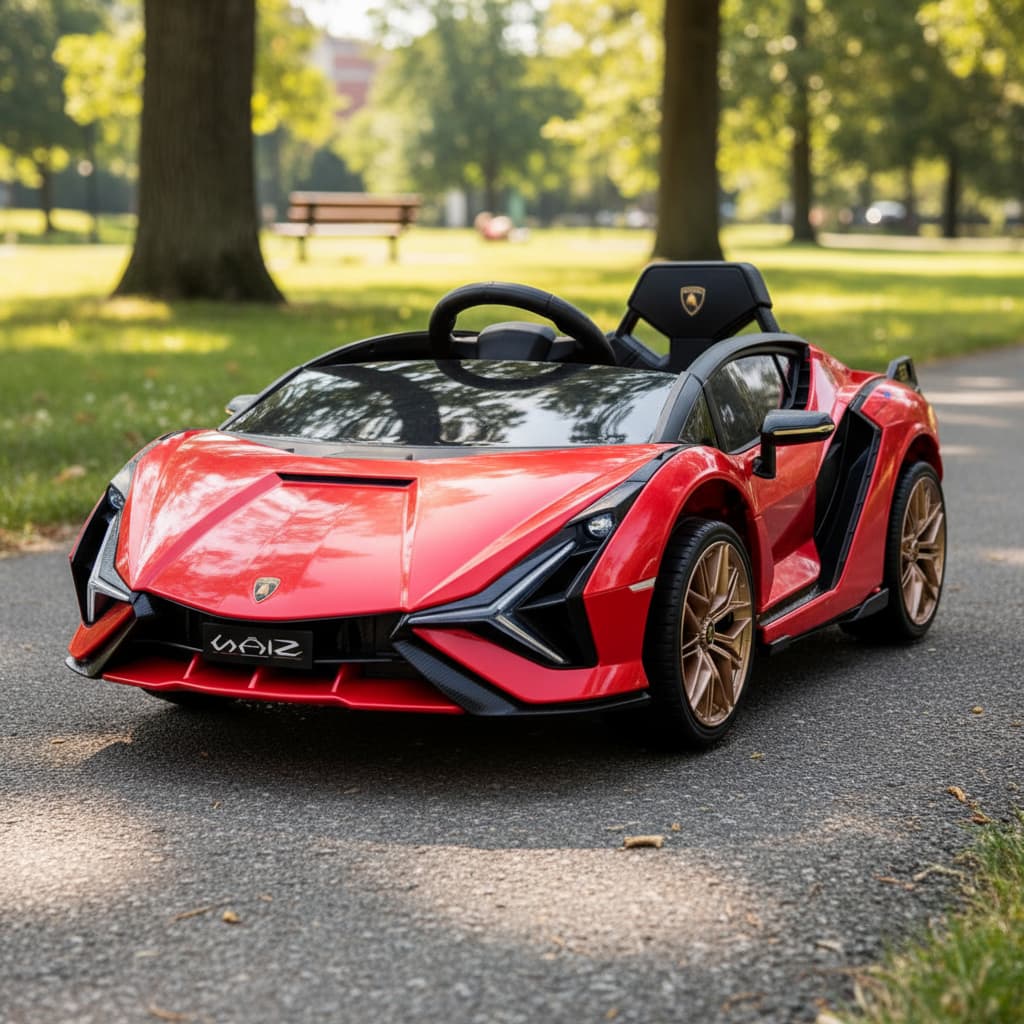 Mini Carro Elétrico Infantil Lamborghini Sian 6V Vermelho Bivolt Com Luz LED e Som Realista