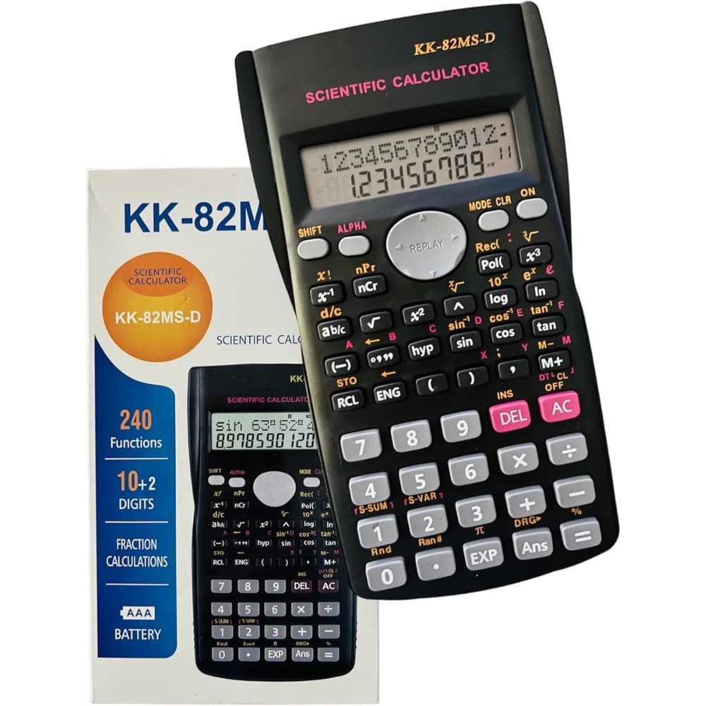 Calculadora Cientifica 240 Funções Com Tampa Display 2 Linhas KK-82MSD Financeiro Estudos Matemática