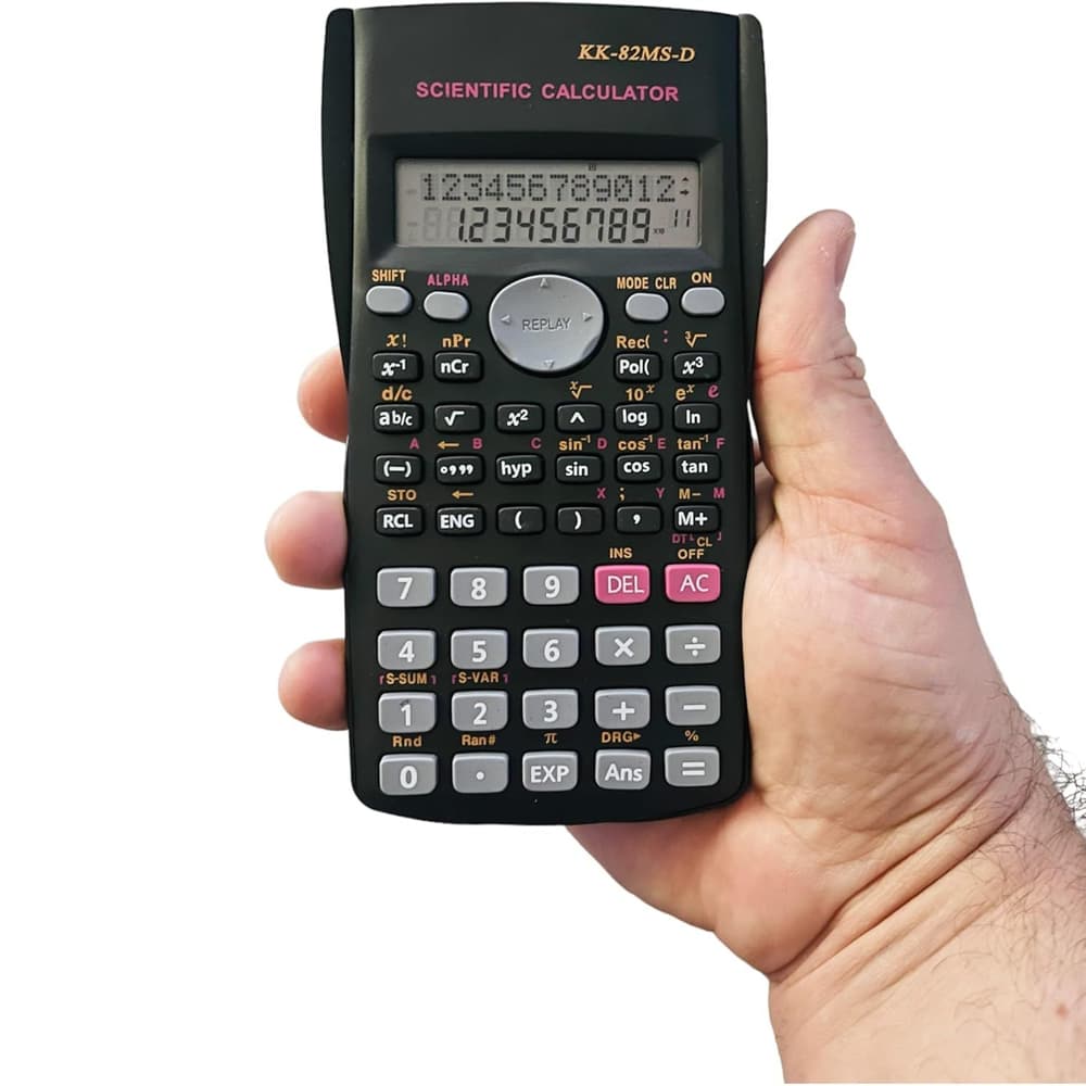 Calculadora Cientifica 240 Funções KK-82ms com Capa Display 2 Linhas 12 Dígitos Alta Precisão