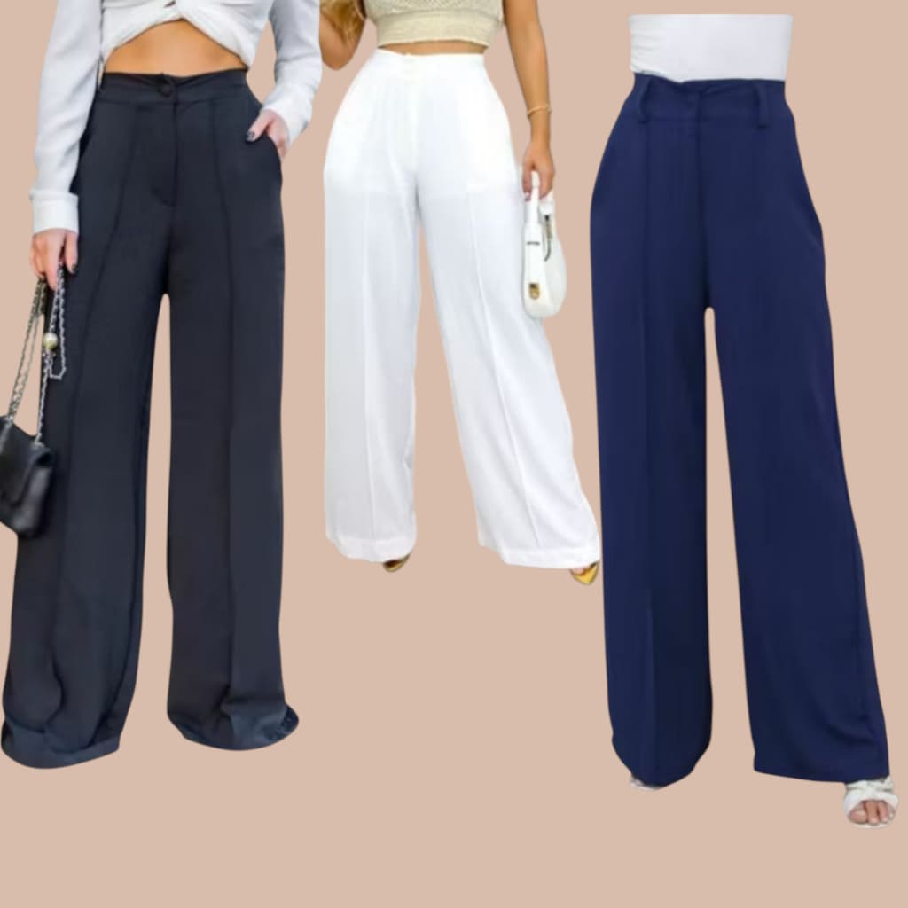 Calça Feminina Duna – Pantalona com Elástico nas Costas e Caimento Perfeito | Envio Imediato