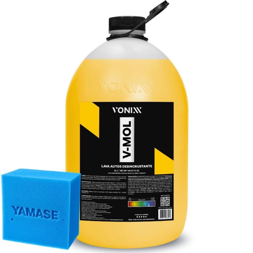Shampoo Desengraxante Lavagem Automotiva V-Mol Vonixx 5L + Aplicador de Espuma Yamase