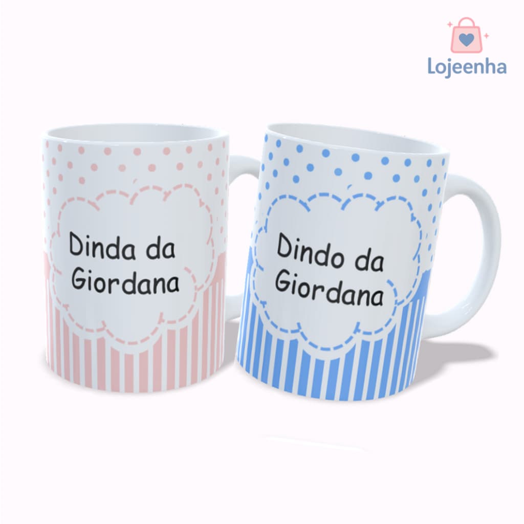 Caneca Batismo - Caneca Dinda - Caneca Dindo - Caneca Dindos - Caneca Batizado - Lembrança de Batismo - Padrinhos