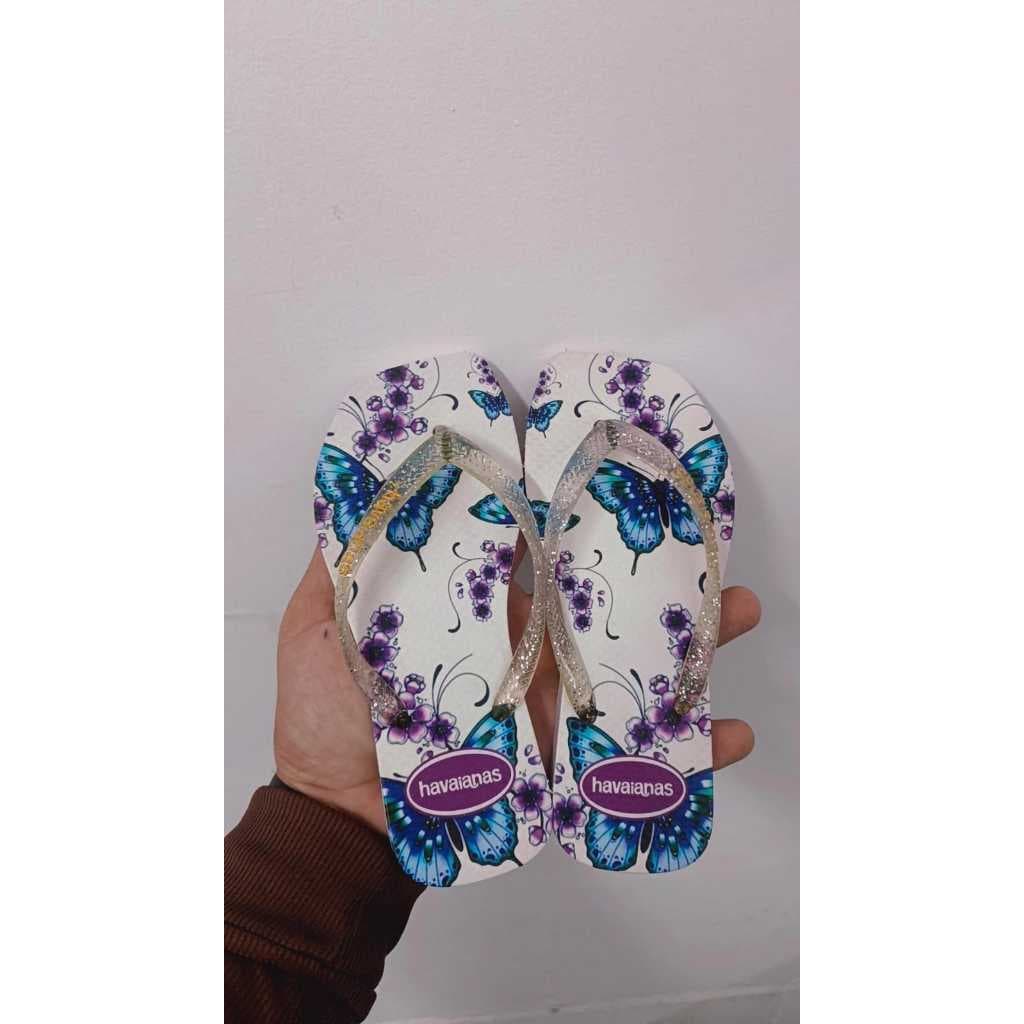 Chinelo Infantil Feminino Estampa Borboleta + Relogio Brinde