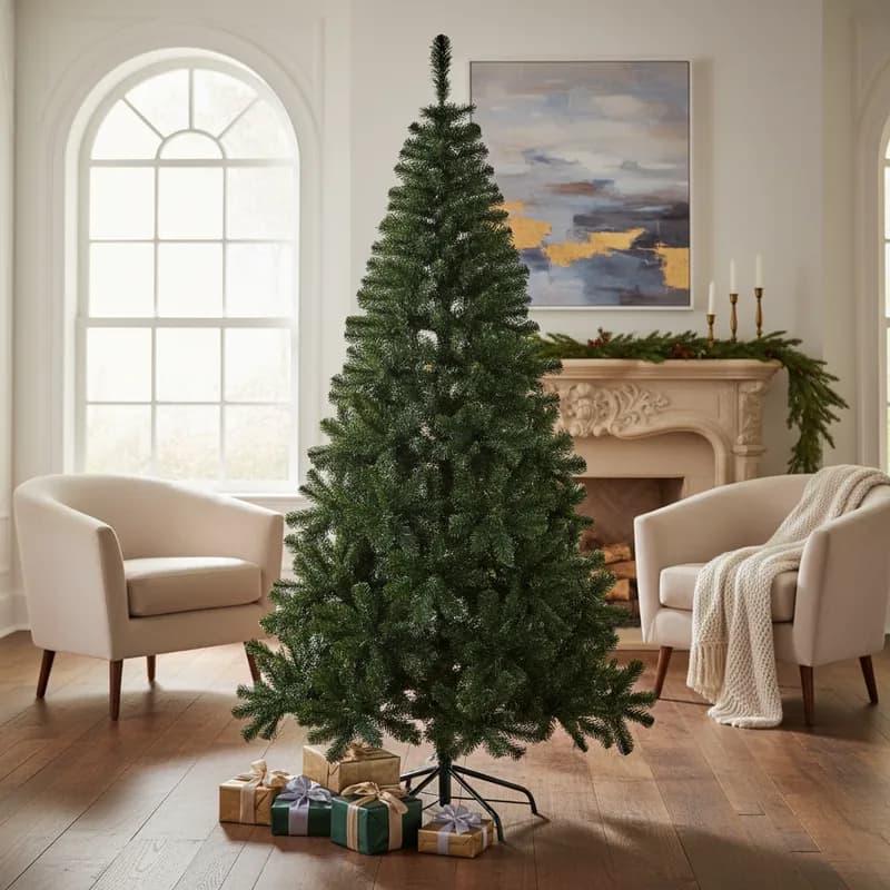 Árvore De Natal Pinheiro 2,40m Altura 1.400 Galhos Pinheirinho Verde Realista Pé de Ferro