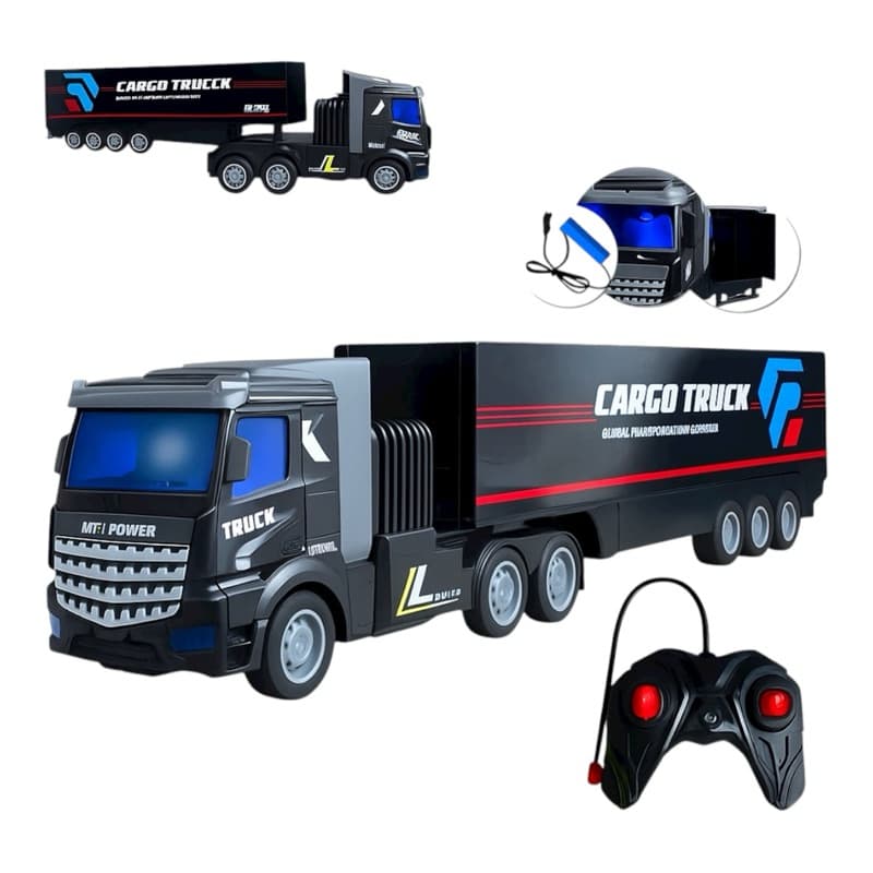 Caminhão De Controle Remoto Grande Brinquedo Cor Preta Fun Game