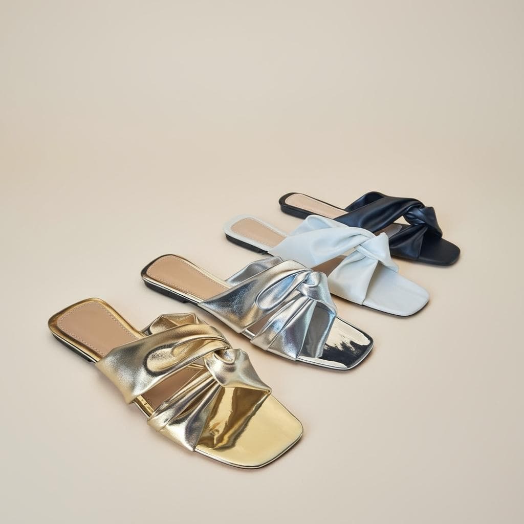 Sapatilha Feminina Confortável Luxo Elegante Sapato Feminino Rasteira Bico Quadrado Canudo