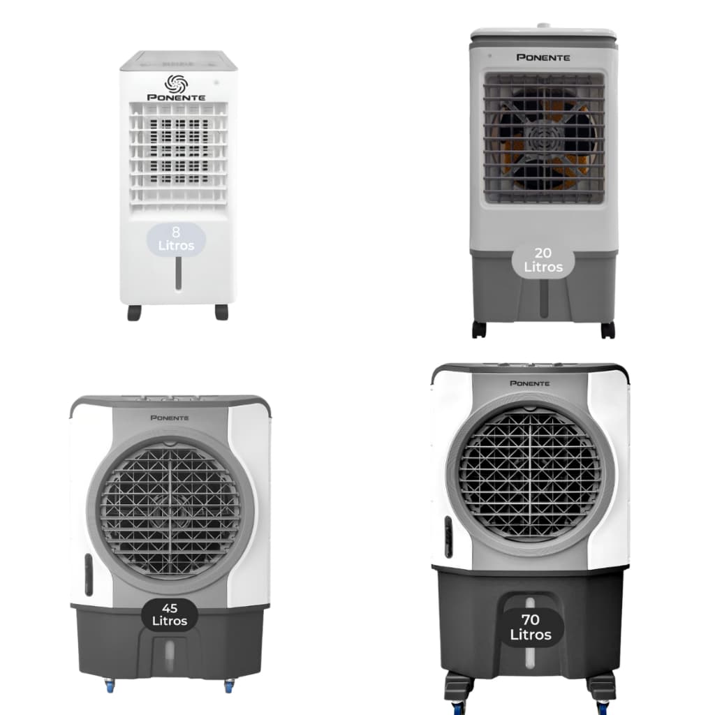 Climatizador 4 em 1 Ponente Potência, Frescor e Baixo Consumo 8l, 20l, 45l ou 70L