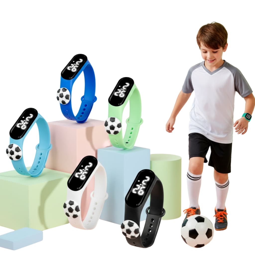 Relógio Infantil Digital LED Futebol: Aventura e Estilo para Pequenos Craques