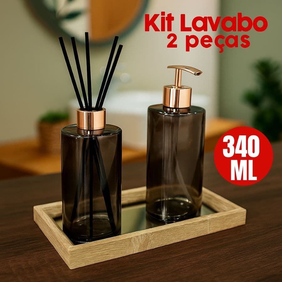 Kit Lavabo Moderno Difusor Aromatizador e Saboneteira Banheiro Sala Escritório