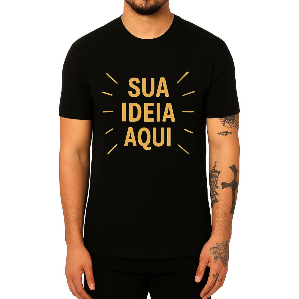 CAMISA PRETA PERSONALIZADA COM SUA ARTE / IDEIA/ LOGO / FOTO